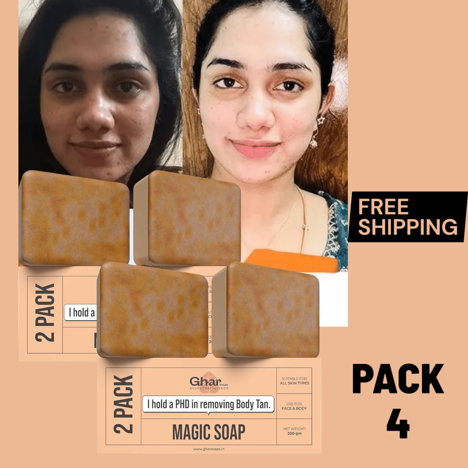 GHAR SOAPS Skin Whitening MAGIC SOAPS Bathing Bar for All Skin Type ( Pack of 4 ) GHAR SOAPS Skin Whitening MAGIC SOAPS Bathing Bar for All Skin Type ( Pack of 4 )