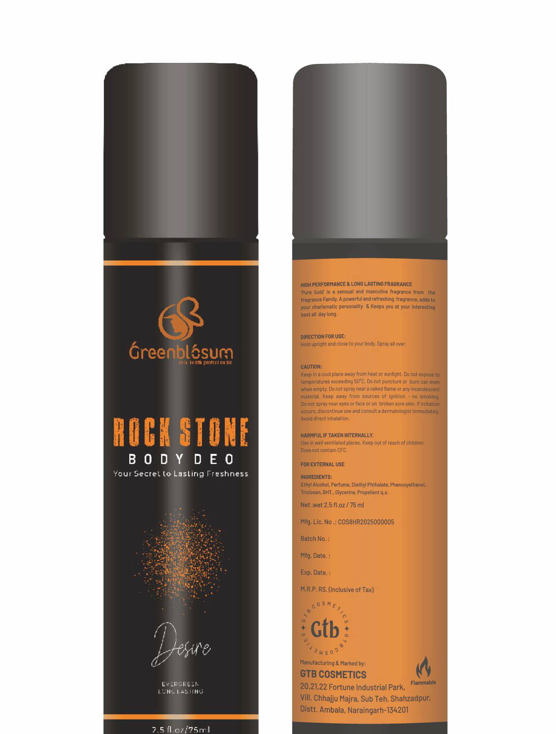     			GREENBLOSUM Desire & Pure Gold Deodorant Spray for Unisex 75 ml ( Pack of 1 )