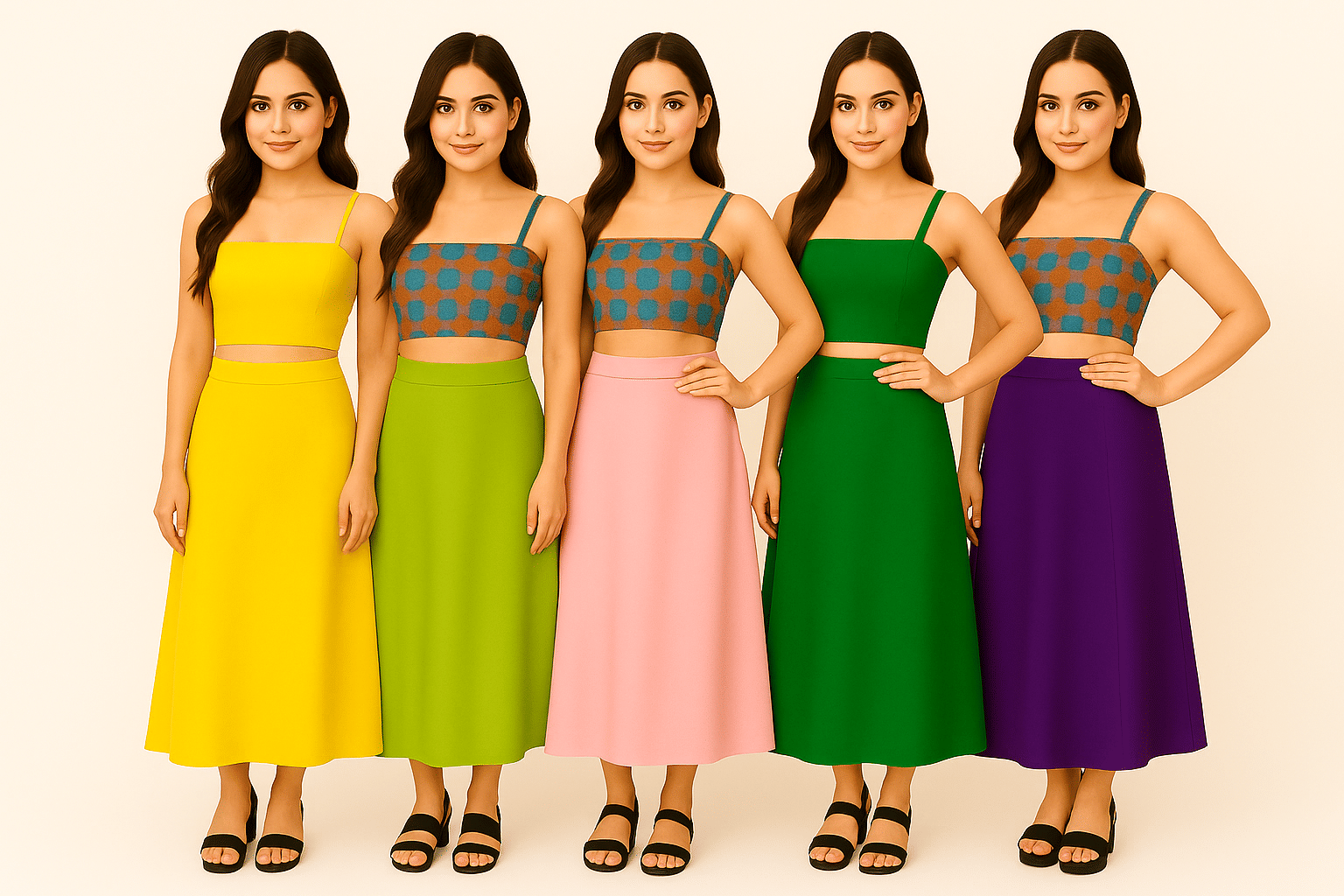     			JTG enterprises Multicoloured Cotton Petticoat - Pack of 5