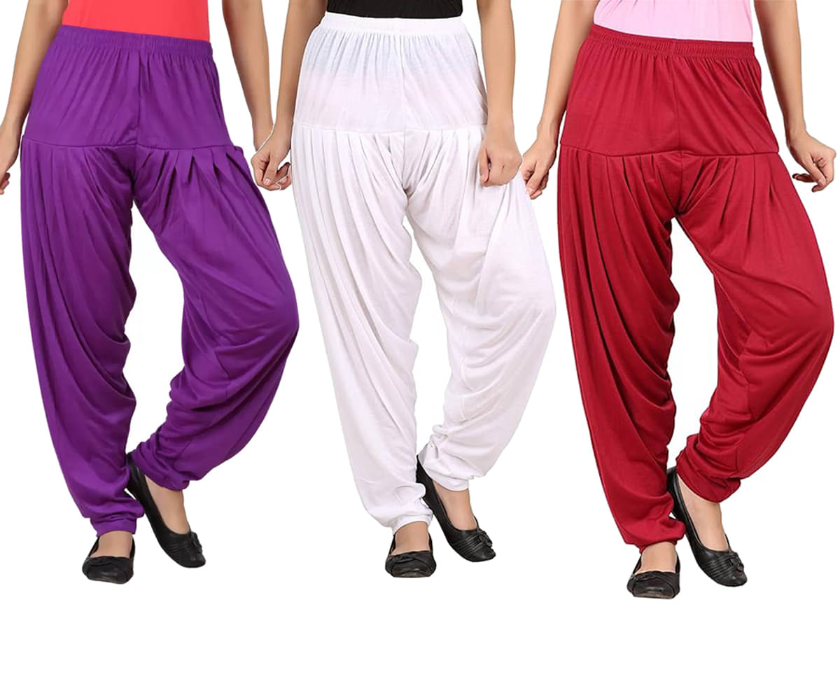 JUST TRY FASHION Pack of 3 Viscose Women's Patiala ( Multicolor )     			JUST TRY FASHION Pack of 3 Viscose Women's Patiala ( Multicolor )