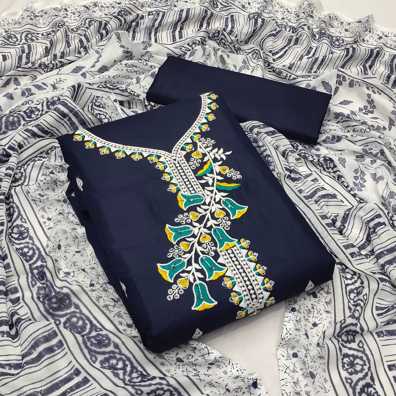 KV Fashion Women Cotton Unstitched Dress Material ( Navy Blue ) KV Fashion Women Cotton Unstitched Dress Material ( Navy Blue )