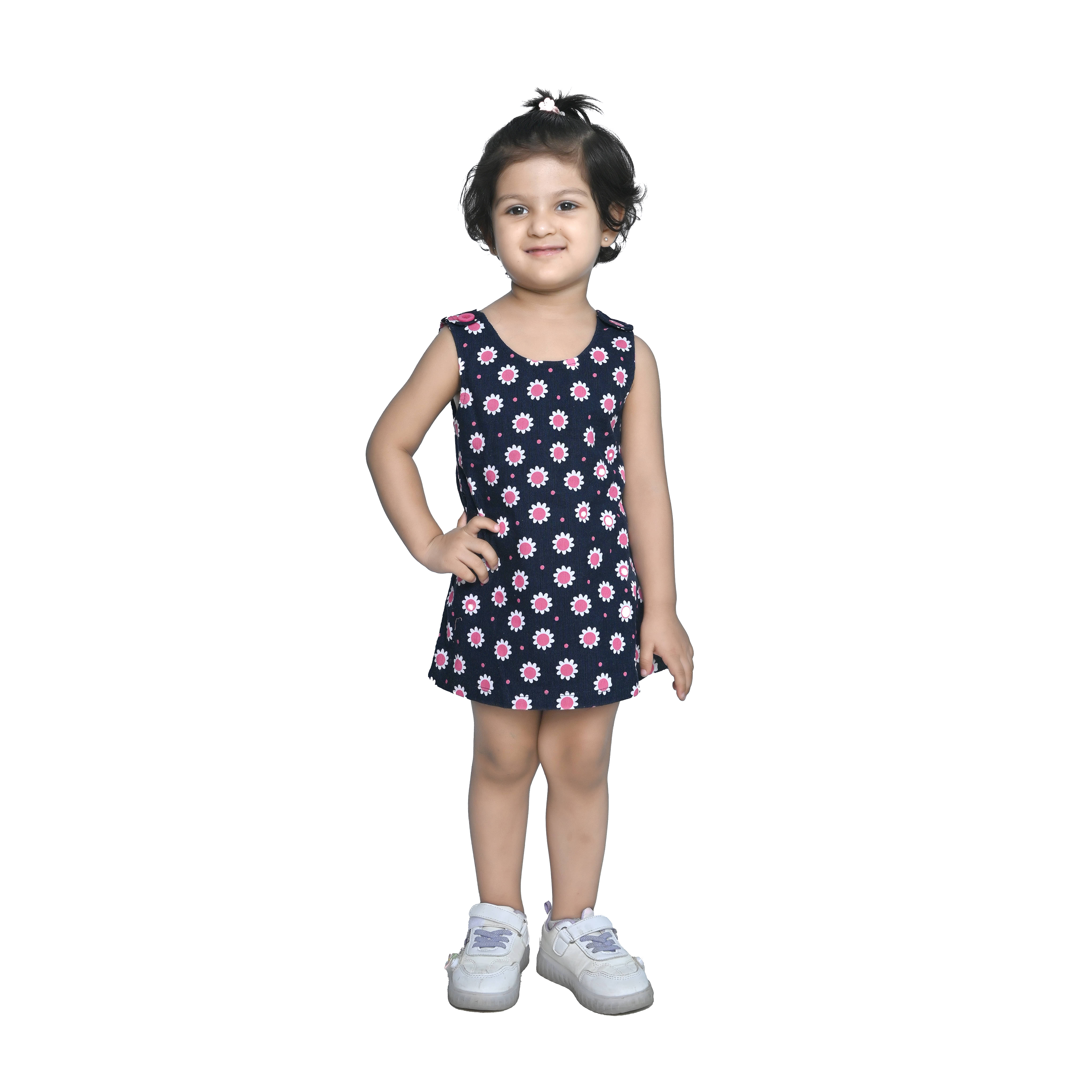     			Kidzee Kingdom Cotton Dress For Girls ( Pack of 1 , Dark Blue )