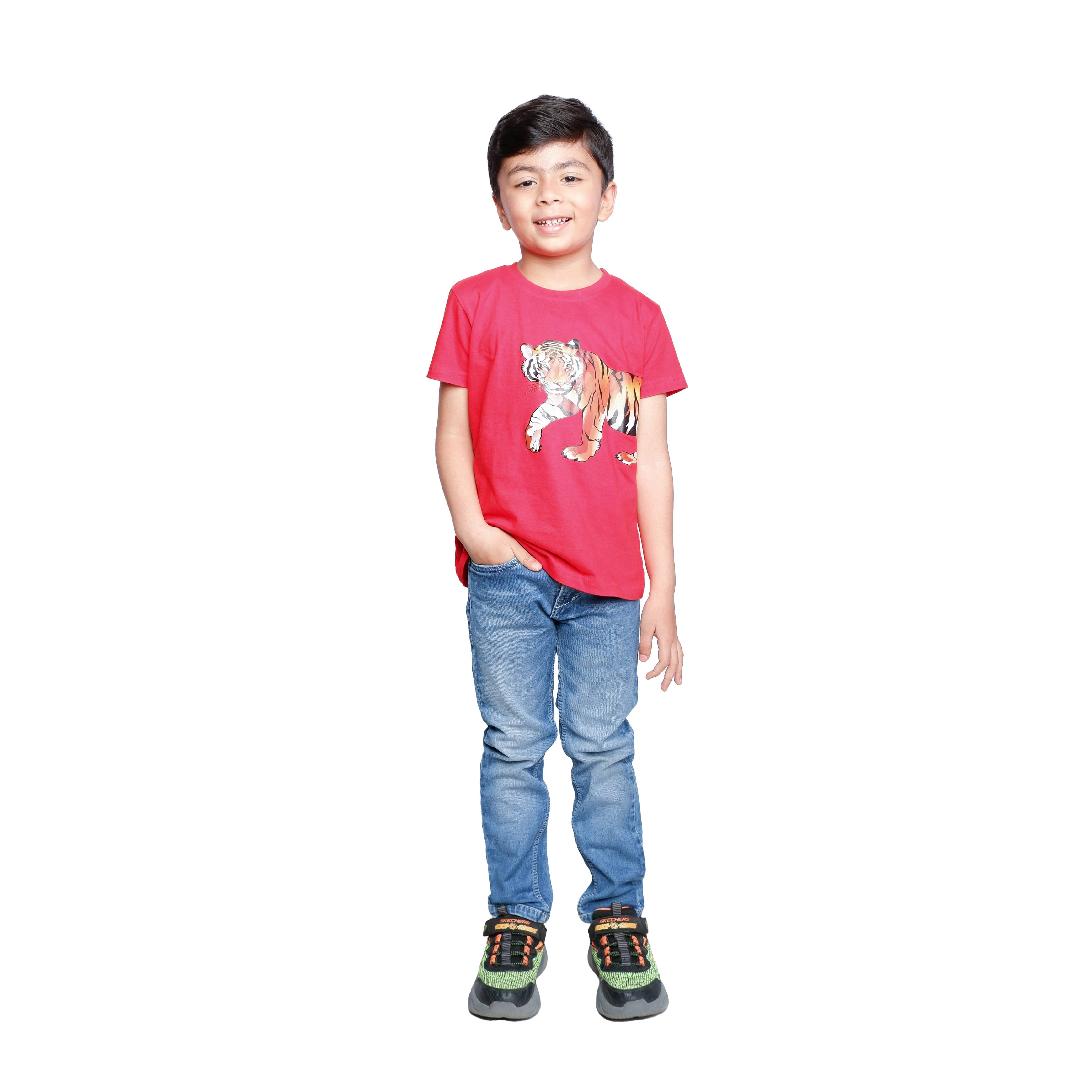     			Kidzee Kingdom Pack of 1 Boys Cotton T-Shirt ( Red )