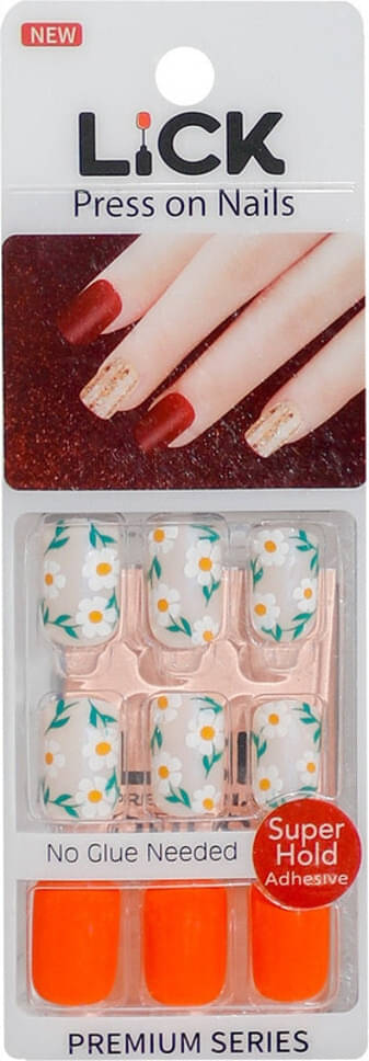 Lick Artificial Nails Set Glossy Orange Neon (Pack of 30)     			Lick Artificial Nails Set Glossy Orange Neon (Pack of 30)