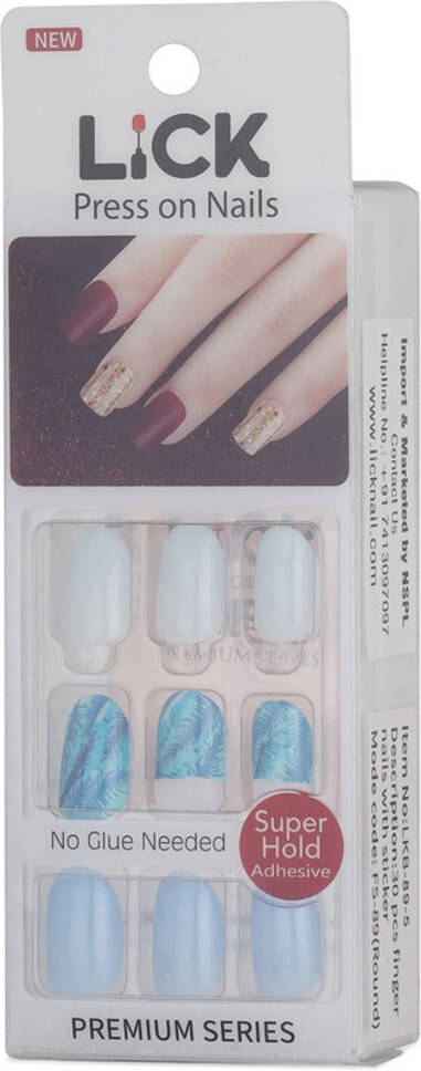 Lick Artificial Nails Set Glossy Baby Blue Sky Blue (Pack of 30)     			Lick Artificial Nails Set Glossy Baby Blue Sky Blue (Pack of 30)