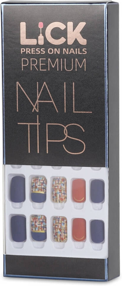Lick Artificial Nails Set Matte Dark Blue Multicolour (Pack of 30) Lick Artificial Nails Set Matte Dark Blue Multicolour (Pack of 30)