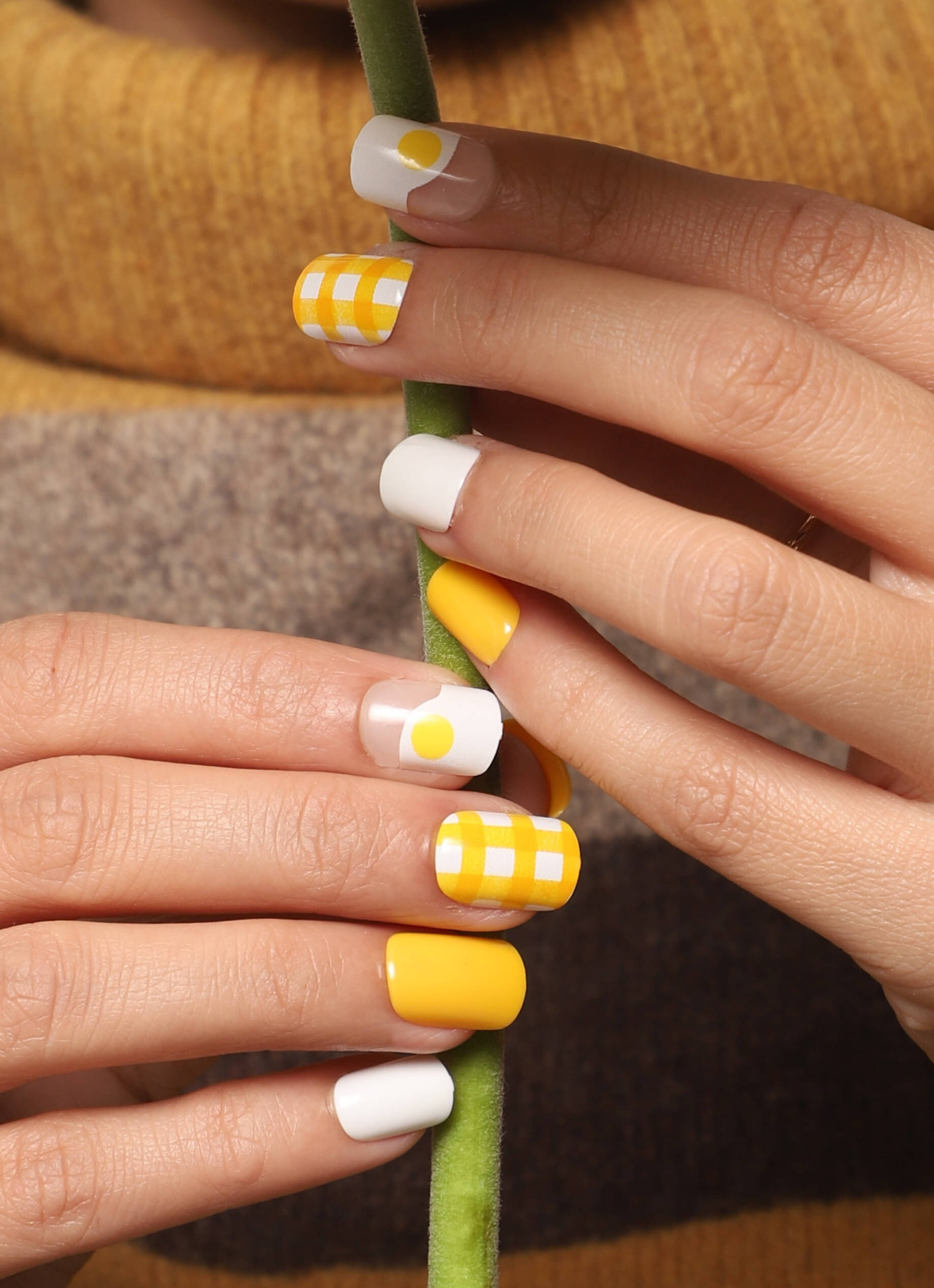 Lick Artificial Nails Set Glossy Yellow & White Sunshine Yellow With Pearl White And Checkered Printed (Pack of 30) Lick Artificial Nails Set Glossy Yellow & White Sunshine Yellow With Pearl White And Checkered Printed (Pack of 30)