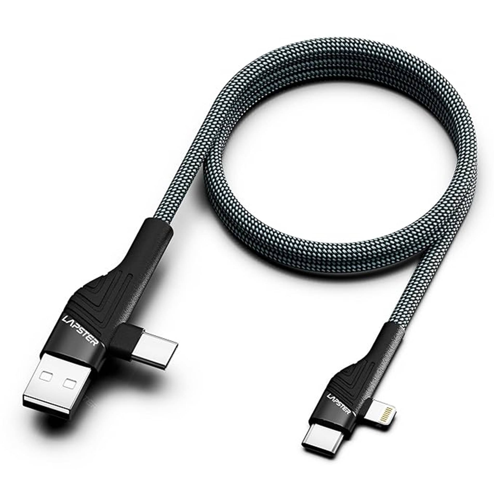     			Lapster Rapidzz 4 IN 1 Type C 1 mtr Multi Functional with Nylon Braided Fast for All Devices