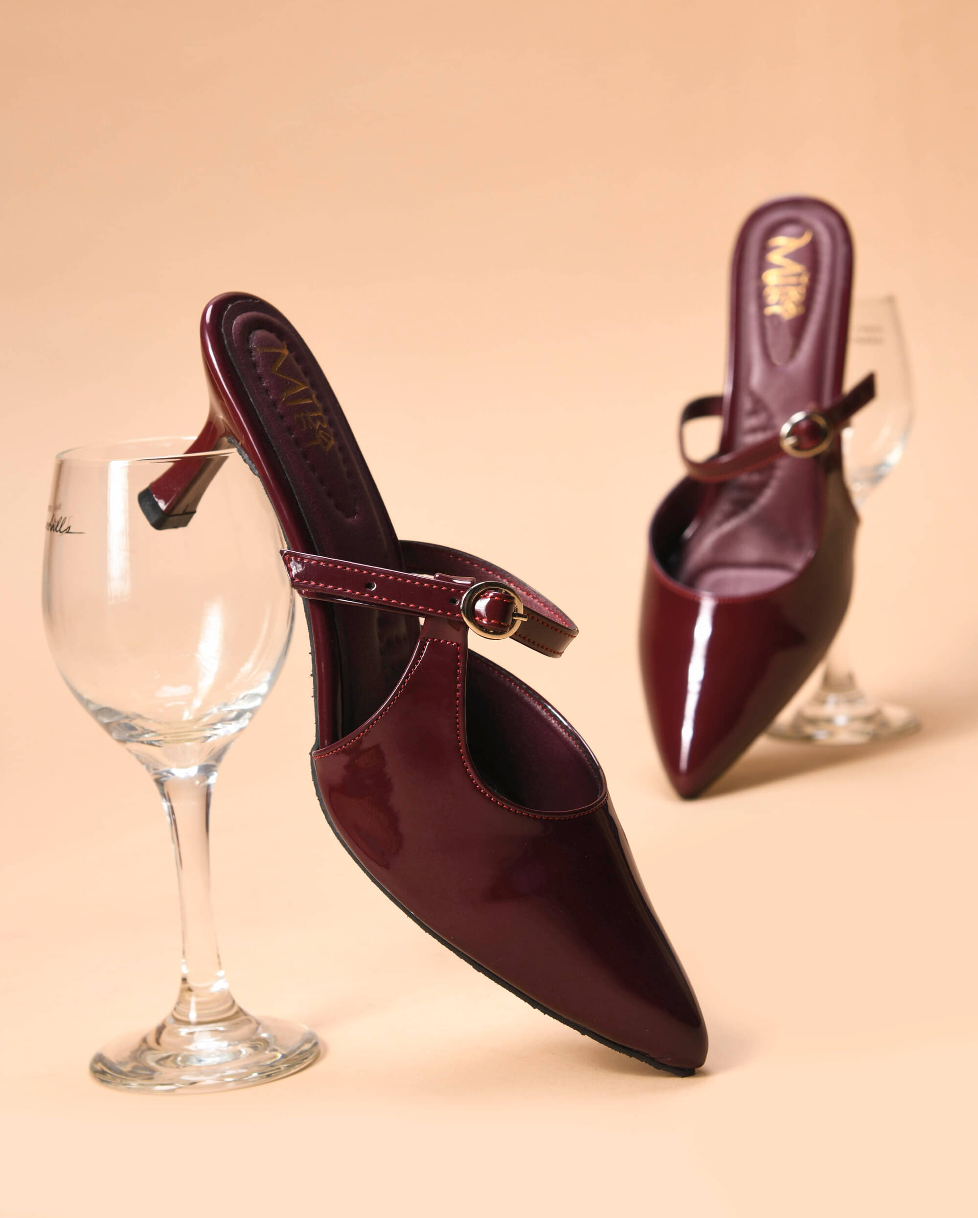     			MiraMist Burgundy Women's Sandal Heels