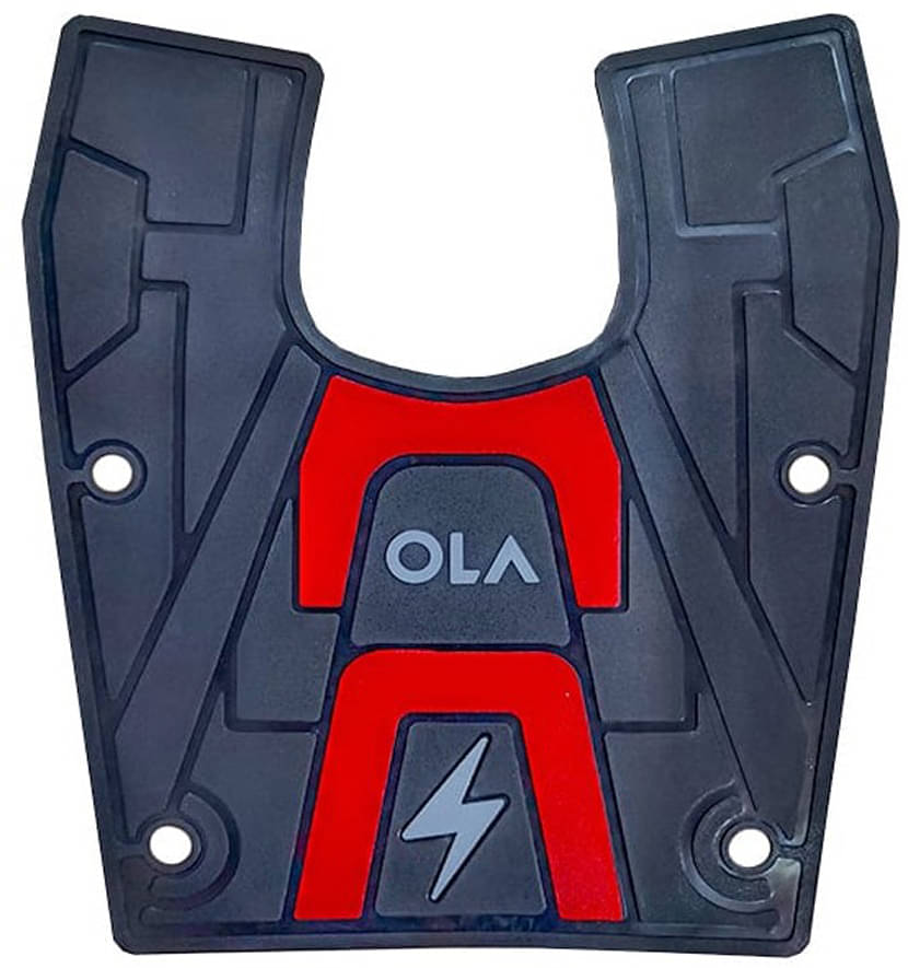     			Ola Electric Scooter Floor Mat, Black and Red, Rubber Footrest Mat with Lightning Logo