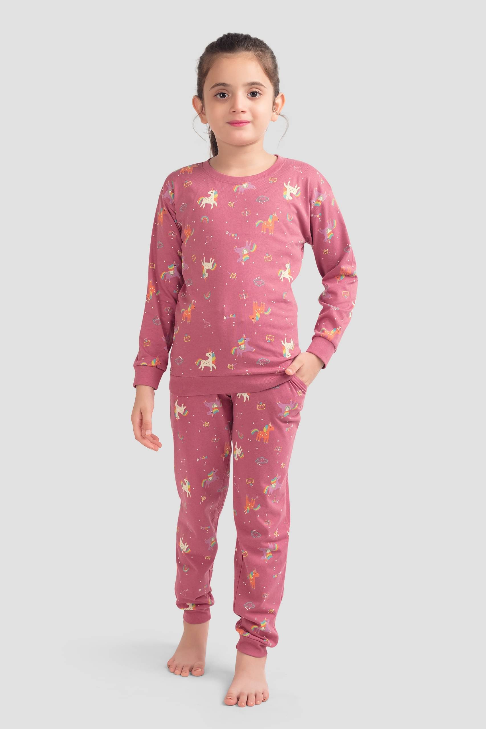     			PLUM TREE Pack of 2 Girls 100% Cotton T-shirt & Pants ( Maroon )