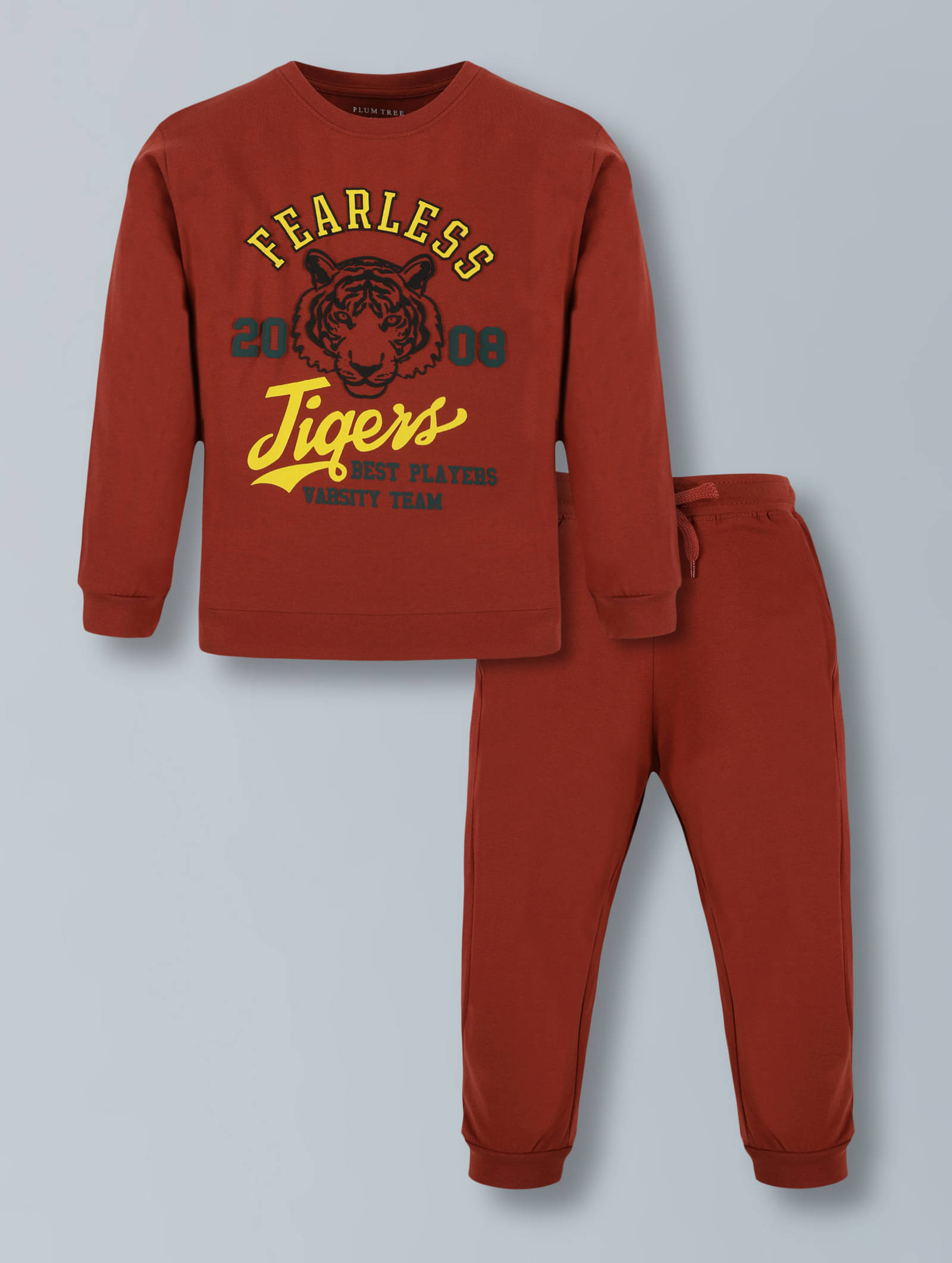     			PLUM TREE Pack of 2 Boys Cotton T-Shirt & Pants Set ( Orange )