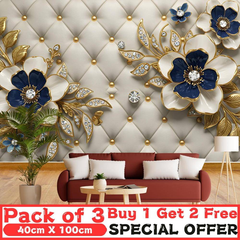     			Premium 3D Self-Adhesive Vinyl Wallpaper – Pack of 3 (Each 40x100 cm) | Luxurious Wall Panels for Living Room & Bedroom | Covers 12.92 Sq. Ft – Add a Touch of Royal Elegance