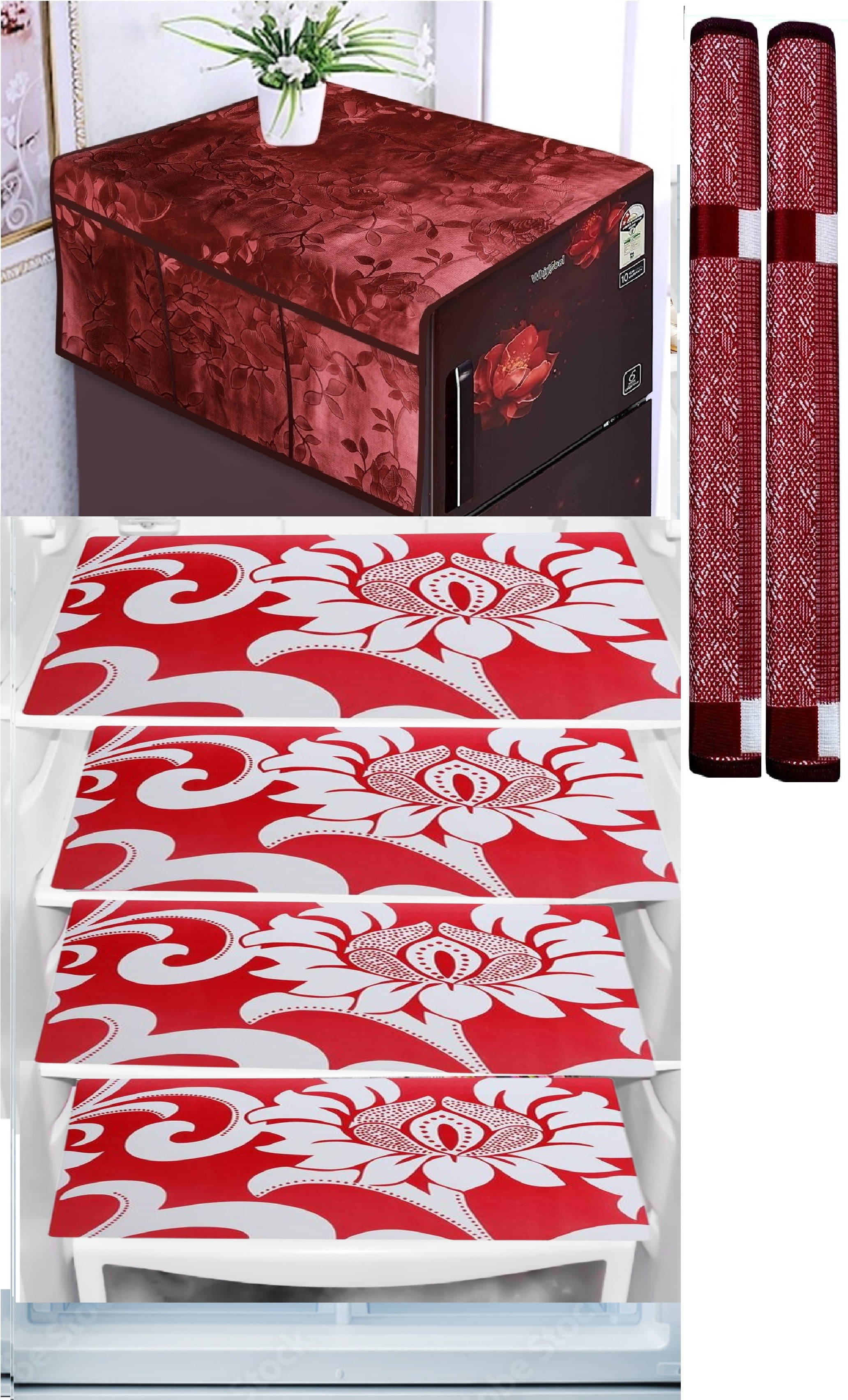 Revexo PVC Floral Printed Fridge Mat & Cover ( 40 30 ) Pack of 7 - Multicolor Revexo PVC Floral Printed Fridge Mat & Cover ( 40 30 ) Pack of 7 - Multicolor