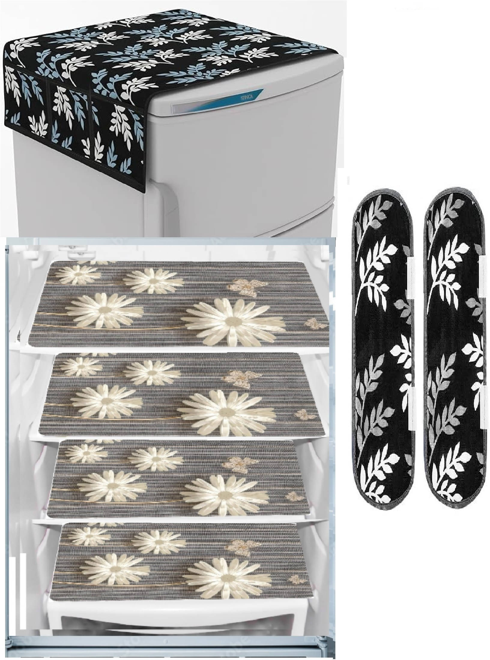 Revexo PVC Floral Printed Fridge Mat & Cover ( 40 30 ) Pack of 7 - Multicolor Revexo PVC Floral Printed Fridge Mat & Cover ( 40 30 ) Pack of 7 - Multicolor