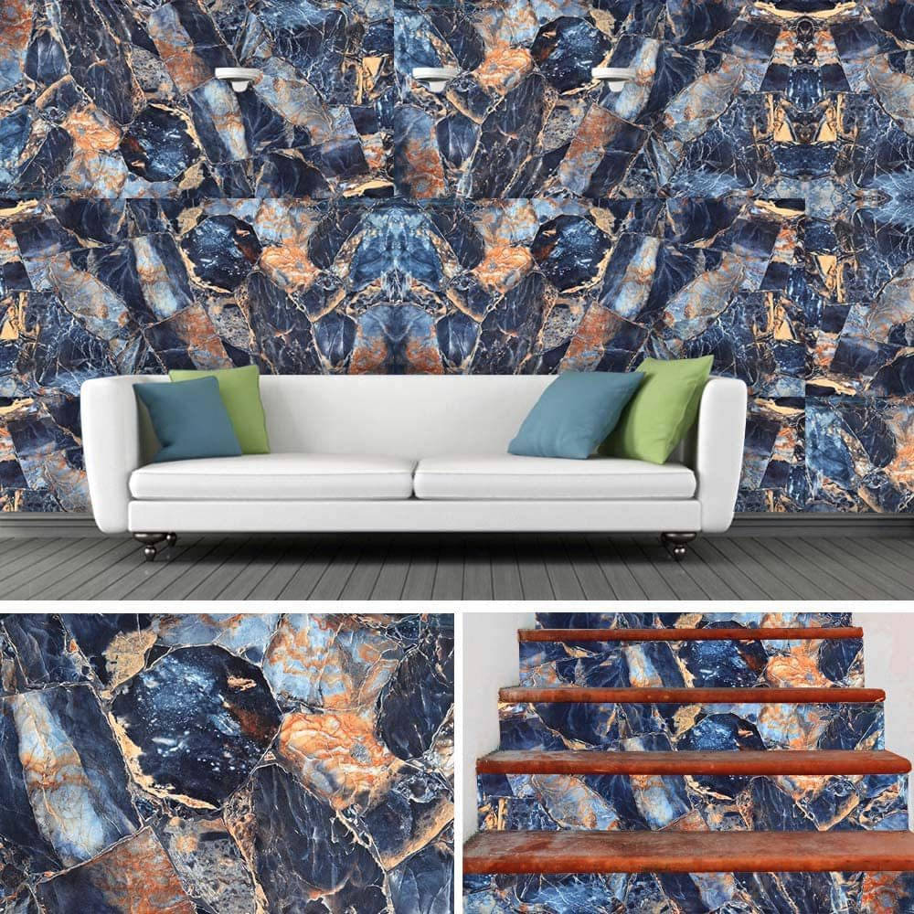 SIA VENDORS 60x121 cm Blue water proof Self Adhesive Wallpaper     			SIA VENDORS 60x121 cm Blue water proof Self Adhesive Wallpaper