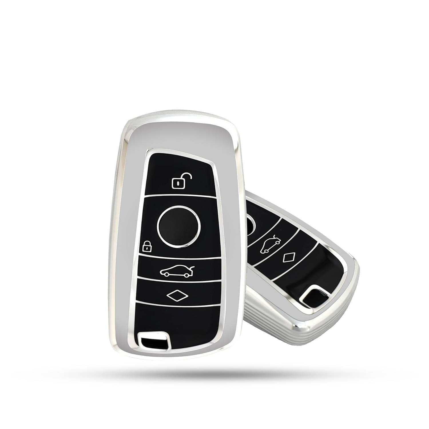    			SIAGO TPU Key Cover Compatible With BMW X4, X3, 5 Series, 6 Series, 3 Series, 7 Series 4 Button Flip Key (Grey)