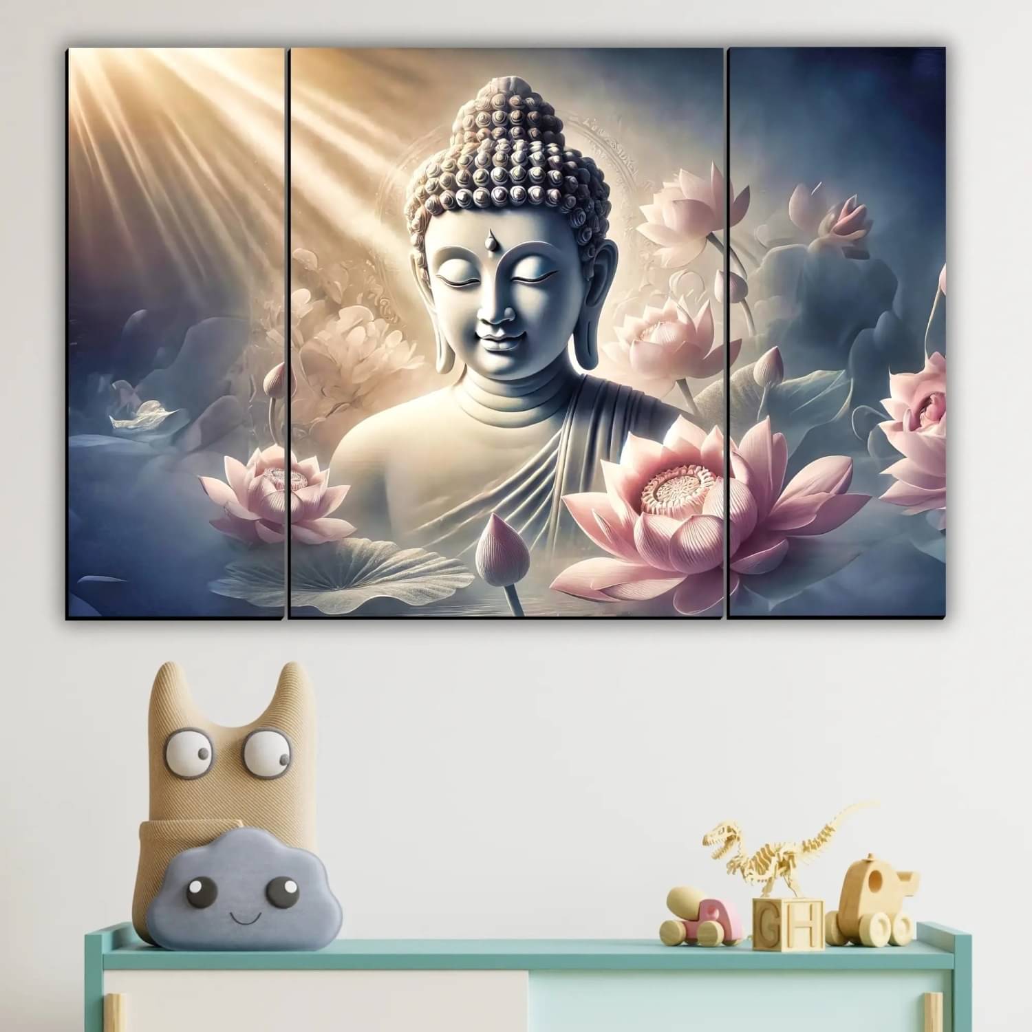 SNDArt Set Of 3 Lord Buddha Wall Paintings For Living Room Gift Items 12 x 18 inch SNDArt Set Of 3 Lord Buddha Wall Paintings For Living Room Gift Items 12 x 18 inch