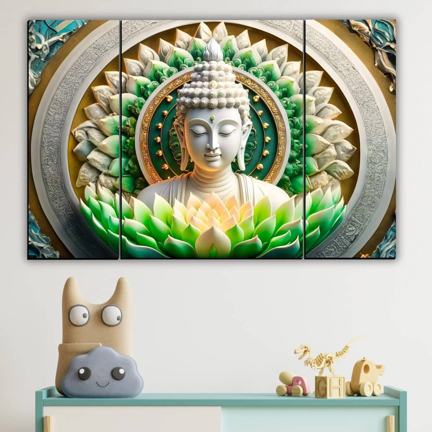 SNDArt Set Of 3 Lord Buddha Wall Paintings For Living Room Gift Items 12 x 18 inch SNDArt Set Of 3 Lord Buddha Wall Paintings For Living Room Gift Items 12 x 18 inch