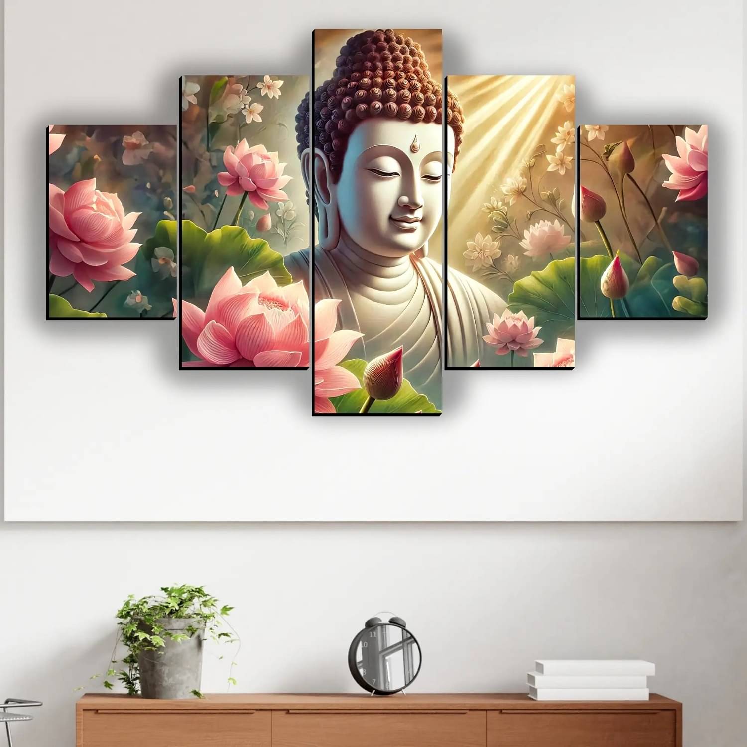 SNDArt Set Of 5 Lord Buddha Wall Paintings For Living Room Decorative Gift Items 18 x 30 inch SNDArt Set Of 5 Lord Buddha Wall Paintings For Living Room Decorative Gift Items 18 x 30 inch