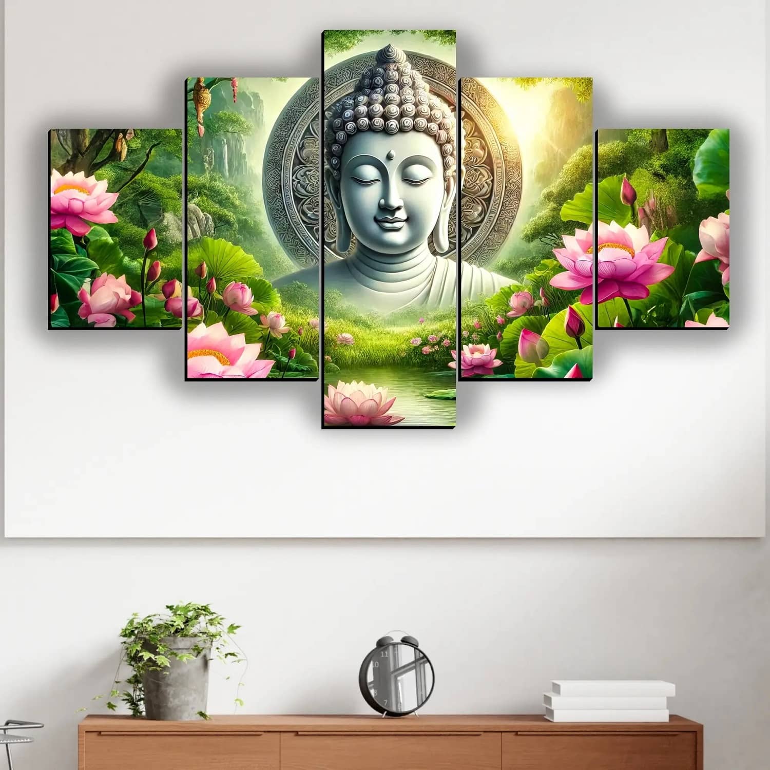 SNDArt Set Of 5 Lord Buddha Wall Paintings For Living Room Decorative Gift Items 18 x 30 inch