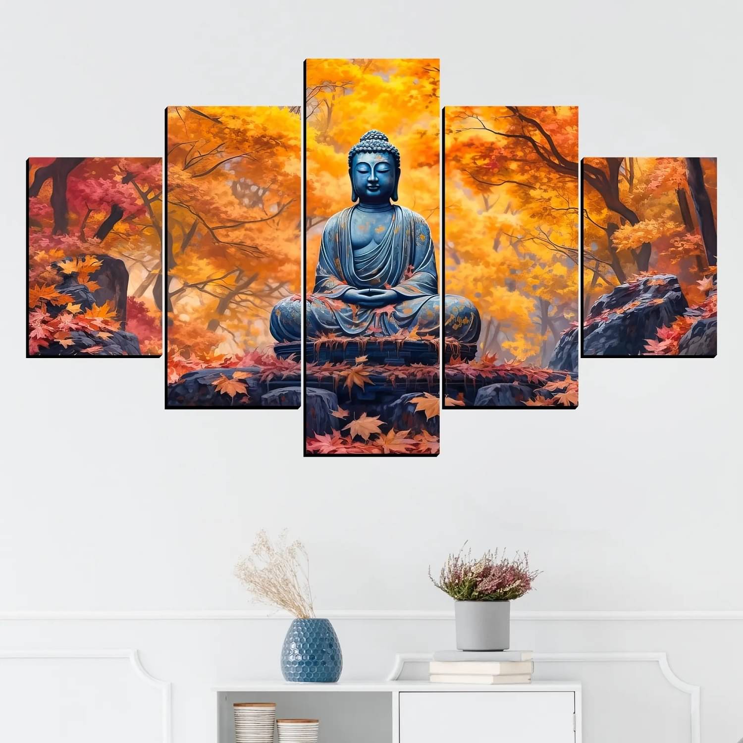SNDArt Set Of 5 Lord Buddha Wall Paintings For Living Room Decorative Gift Items 18 x 30 inch SNDArt Set Of 5 Lord Buddha Wall Paintings For Living Room Decorative Gift Items 18 x 30 inch