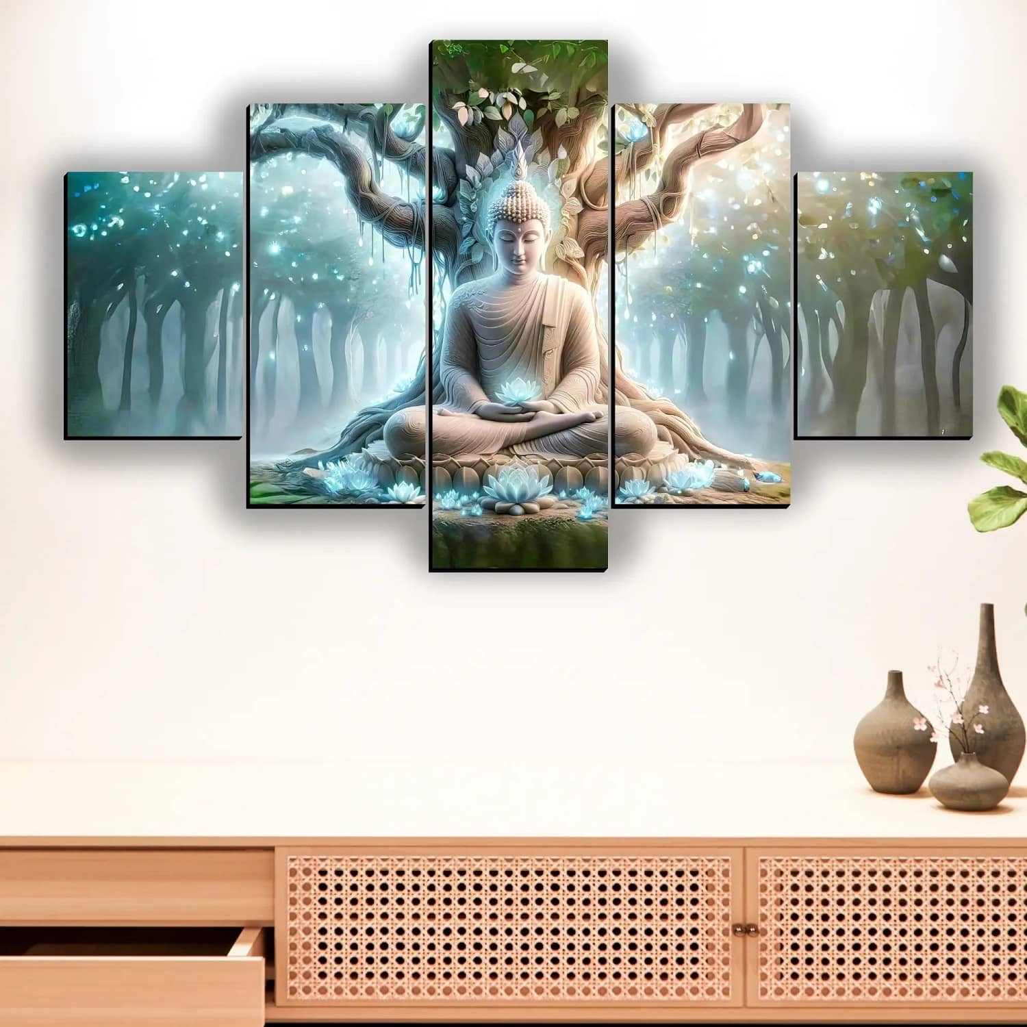 SNDArt Set Of 5 Lord Buddha Wall Paintings For Living Room Decorative Gift Items 18 x 30 inch