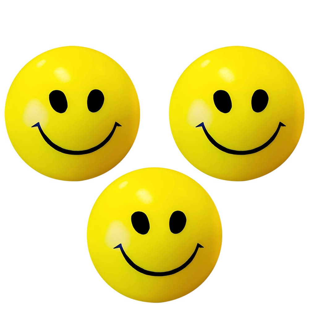     			Smiley Face Squeeze Ball - Yellow, Sponge, Stress Reliever, Pack of 3 - Kids