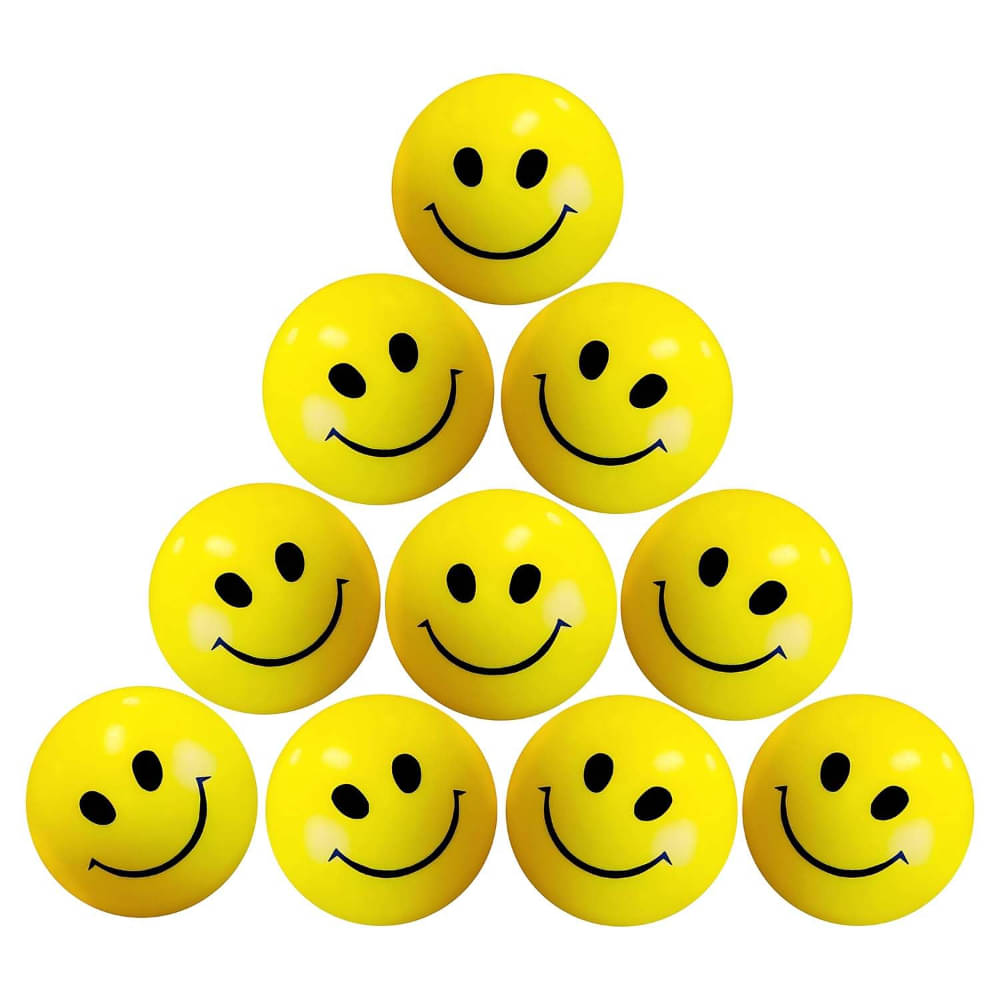     			Smiley Face Squeeze Ball - Yellow, Sponge, Stress Reliever, Pack of 6 - Kids