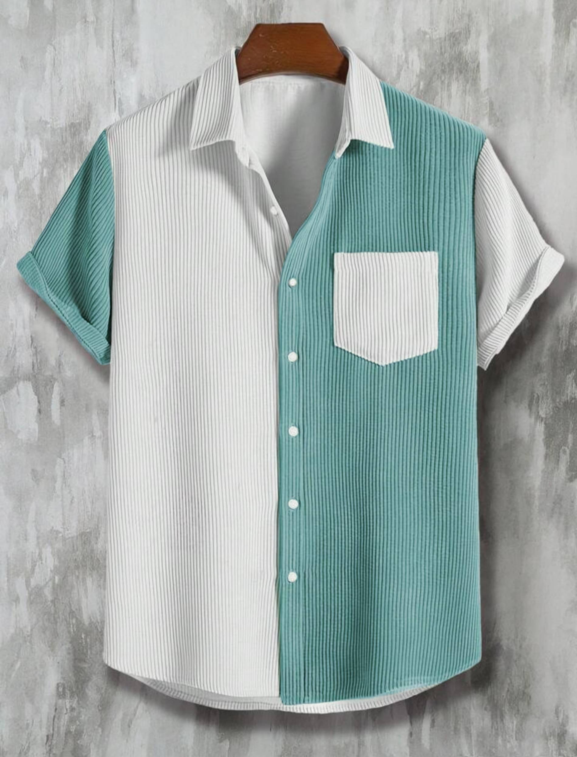     			TB COLLECTION Corduroy Regular Fit Solids Half Sleeves Men's Casual Shirt - Mint Green ( Pack of 1 )