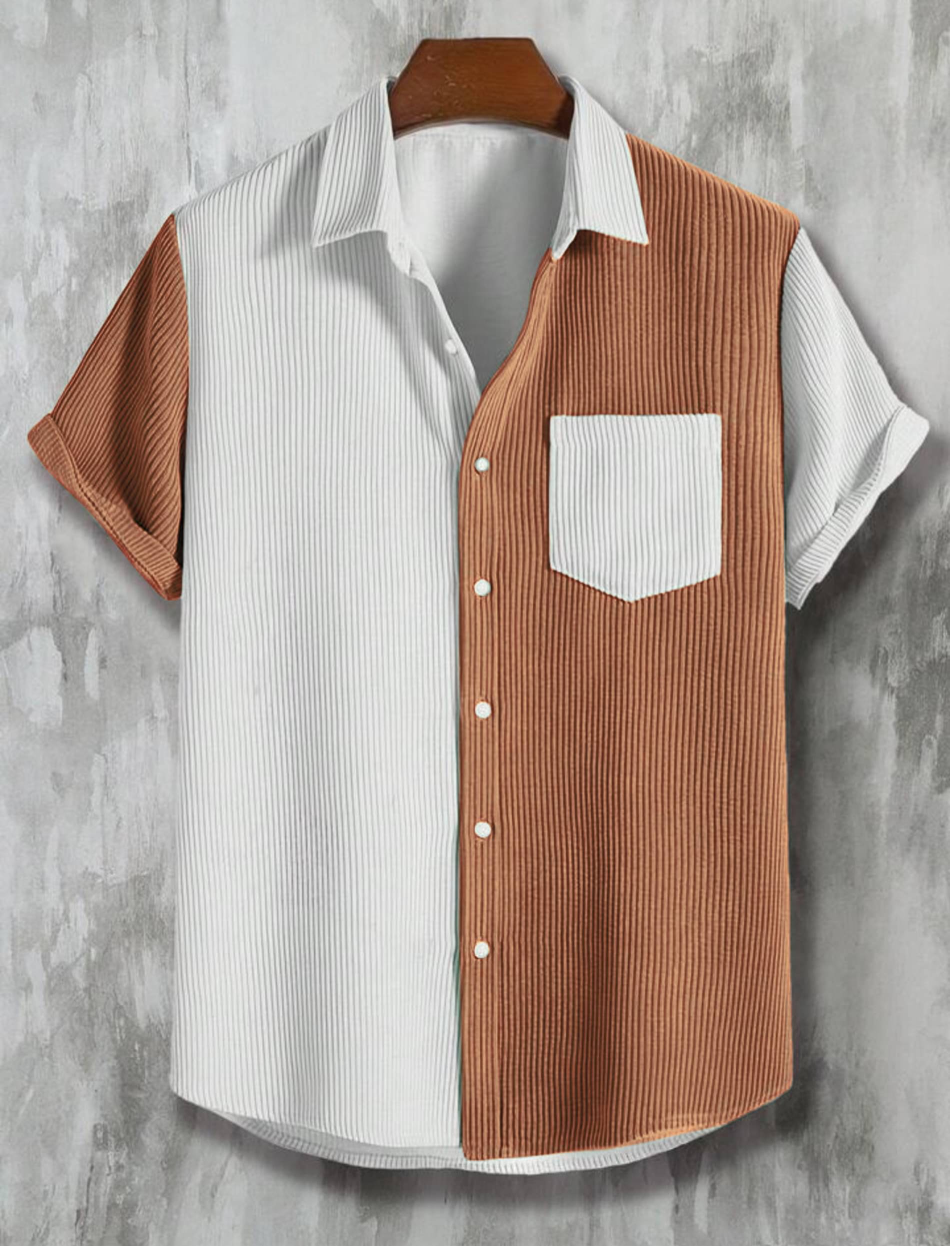     			TB COLLECTION Corduroy Regular Fit Solids Half Sleeves Men's Casual Shirt - Brown ( Pack of 1 )