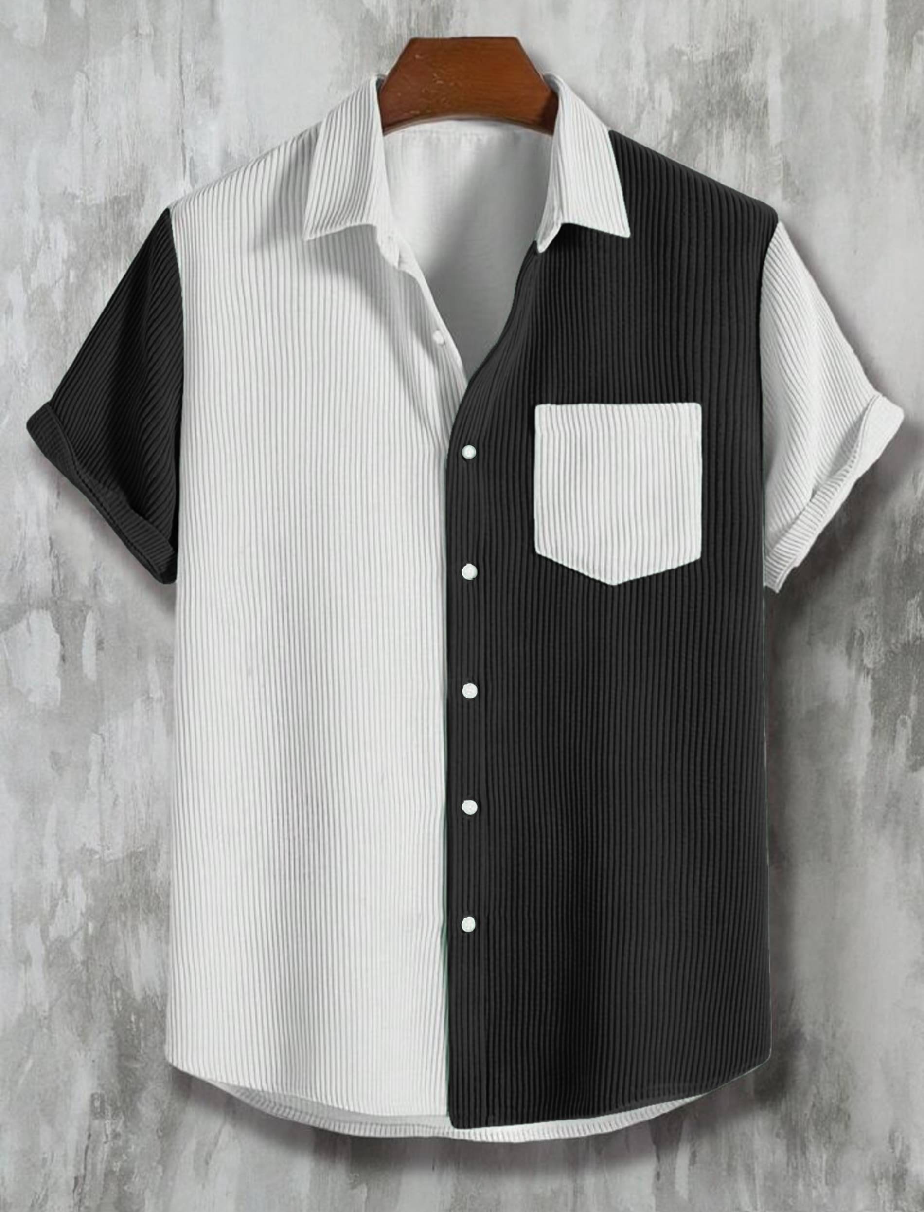     			TB COLLECTION Corduroy Regular Fit Solids Half Sleeves Men's Casual Shirt - Black ( Pack of 1 )