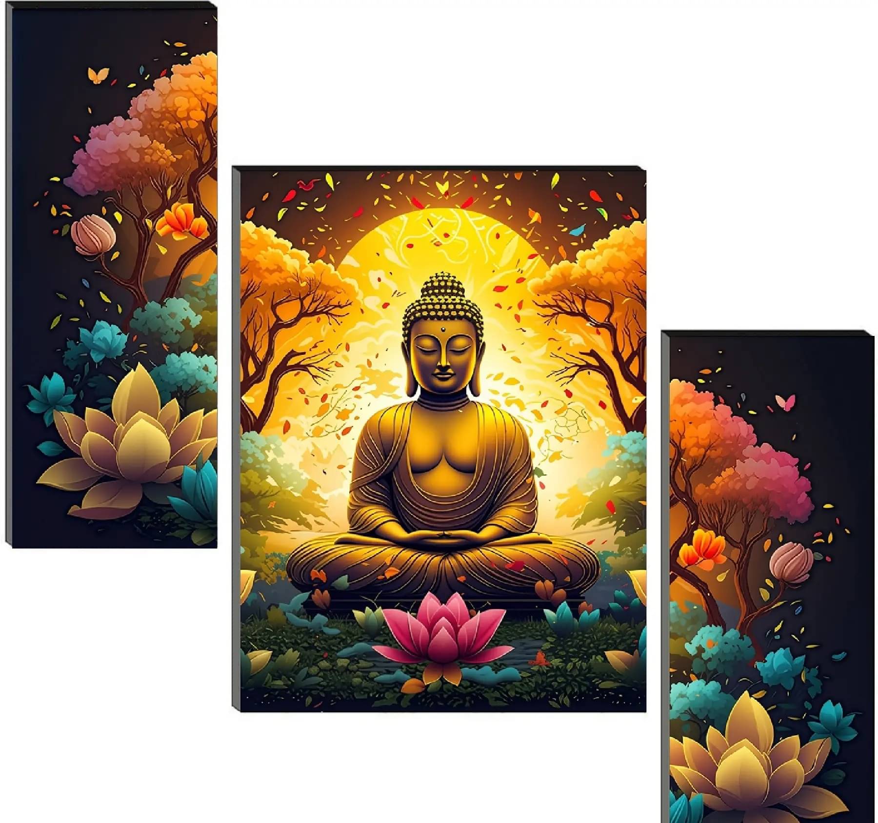 TNFArt Set Of 3 Lord Buddha Wall Paintings For Home Decor Gift Items 12 x 18 inch TNFArt Set Of 3 Lord Buddha Wall Paintings For Home Decor Gift Items 12 x 18 inch