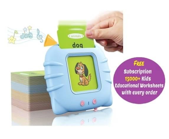 Toonkiz Talking Flash Card Learning Device Toy Early Learning 224 Words Sounds Music Playing Game - USB Rechargeable for Kids (1-6 Toonkiz Talking Flash Card Learning Device Toy Early Learning 224 Words Sounds Music Playing Game - USB Rechargeable for Kids (1-6