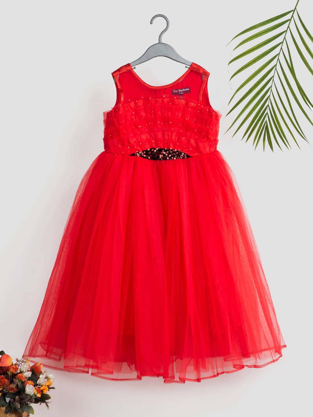 Toy Balloon Kids Net Gown For Girls ( Pack of 1 , Red ) Toy Balloon Kids Net Gown For Girls ( Pack of 1 , Red )