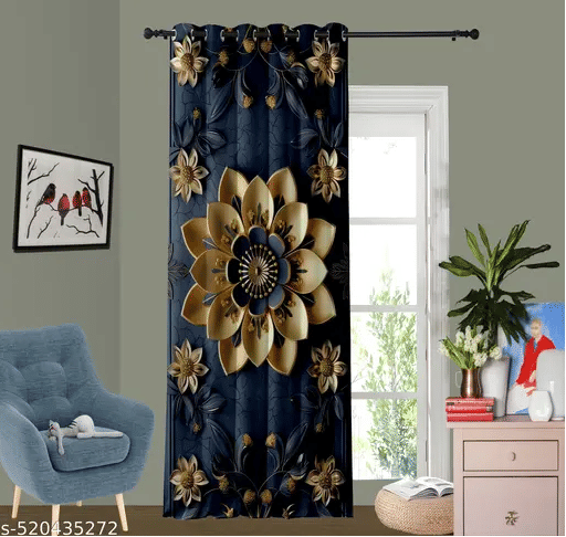 Tramb Abstract Room Darkening Eyelet Curtain 5 FT ( Pack of 1 ) - Multi Color     			Tramb Abstract Room Darkening Eyelet Curtain 5 FT ( Pack of 1 ) - Multi Color