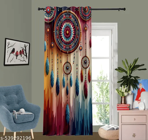 Tramb Abstract Room Darkening Eyelet Curtain 5 FT ( Pack of 1 ) - Multi Color Tramb Abstract Room Darkening Eyelet Curtain 5 FT ( Pack of 1 ) - Multi Color