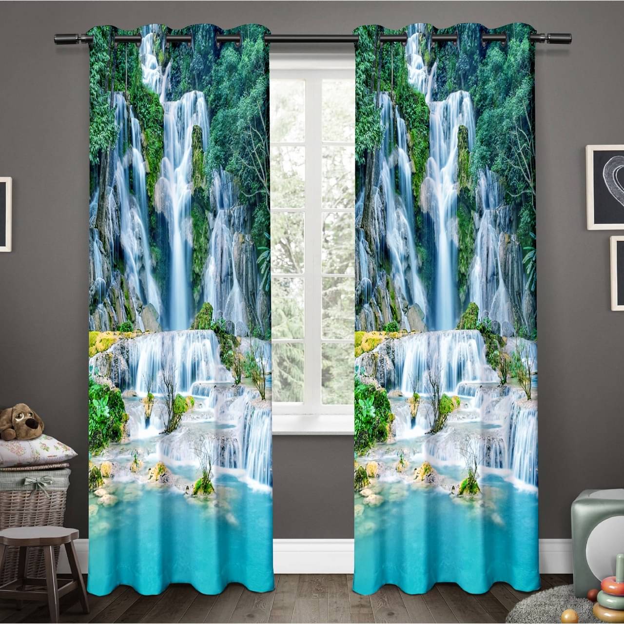 Tramb Abstract Room Darkening Eyelet Curtain 5 FT ( Pack of 1 ) - Multi Color Tramb Abstract Room Darkening Eyelet Curtain 5 FT ( Pack of 1 ) - Multi Color