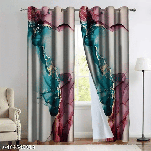    			Tramb Abstract Room Darkening Eyelet Curtain 5 FT ( Pack of 1 ) - Multi Color