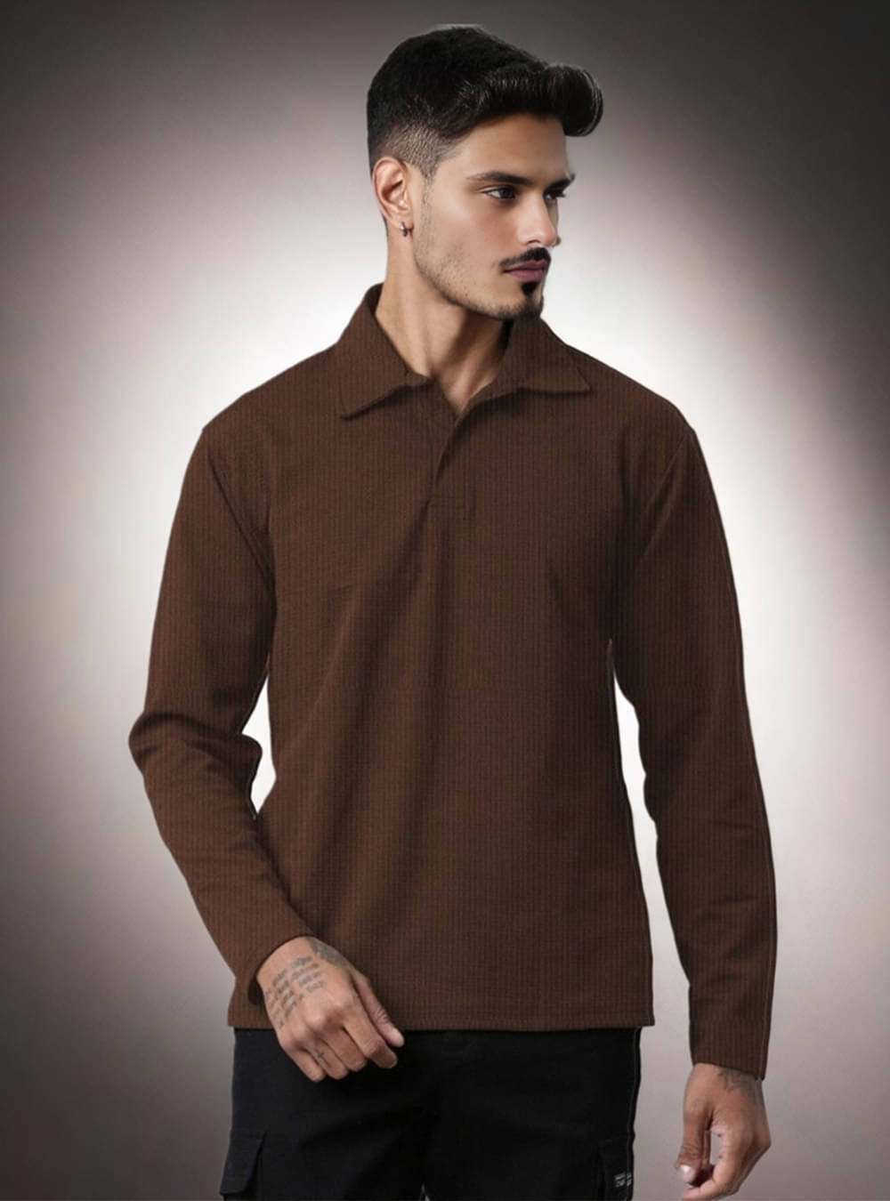     			VIOUR Men Polyester Regular Fit Solid Polo T Shirt ( Brown )