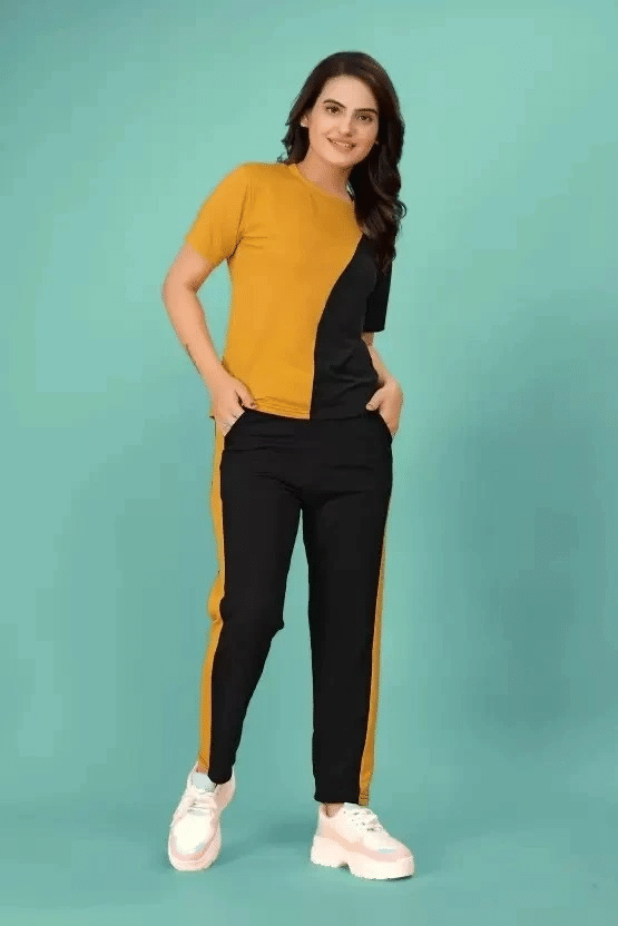     			Westchic Yellow,Black Hosiery Women's Nightwear Nightsuit Sets ( Pack of 1 )