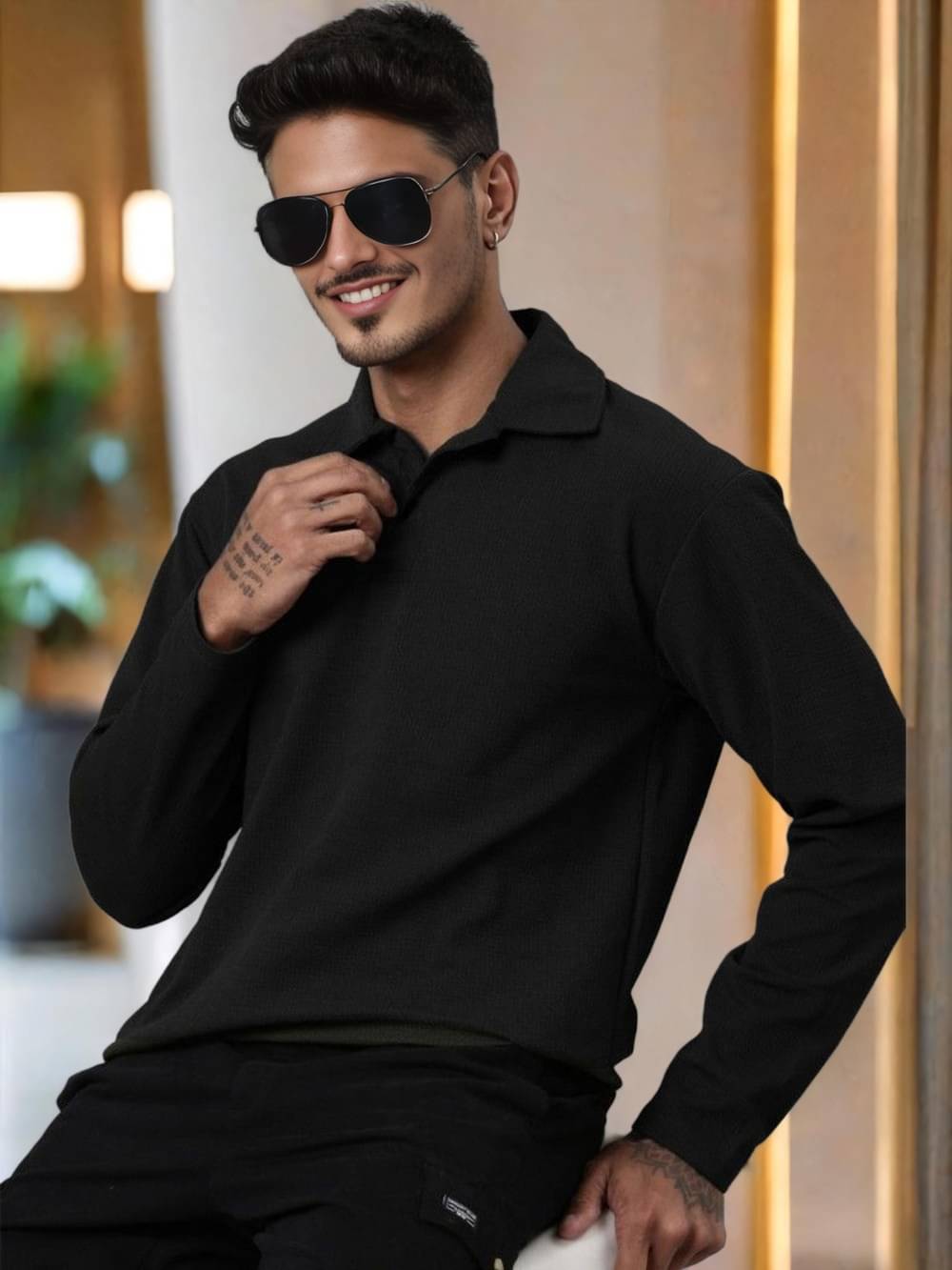 clafoutis Men Polyester Regular Fit Solid Polo T Shirt ( Black ) clafoutis Men Polyester Regular Fit Solid Polo T Shirt ( Black )