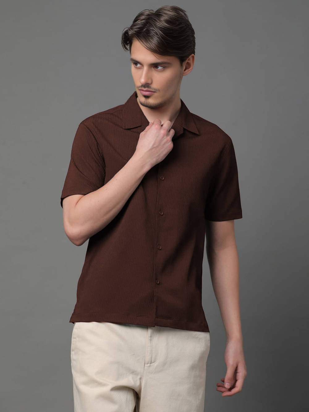 clafoutis Polyester Regular Fit Solids Half Sleeves Men's Casual Shirt - Brown ( Pack of 1 ) clafoutis Polyester Regular Fit Solids Half Sleeves Men's Casual Shirt - Brown ( Pack of 1 )