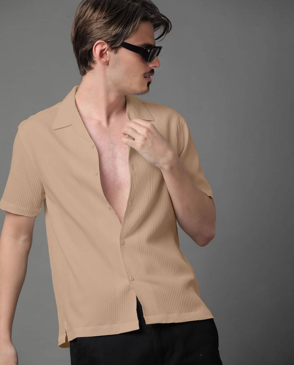 clafoutis Polyester Regular Fit Solids Half Sleeves Men's Casual Shirt - Beige ( Pack of 1 ) clafoutis Polyester Regular Fit Solids Half Sleeves Men's Casual Shirt - Beige ( Pack of 1 )