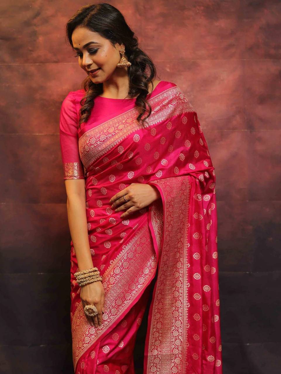     			fab woven Art Silk Woven Kanjeevaram Sarees With Unstitched Blouse Piece ( Pink )