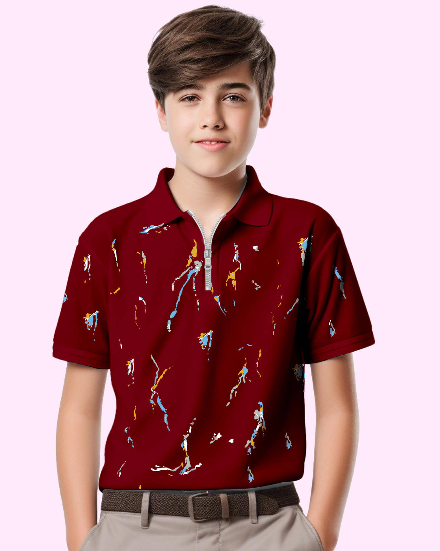     			AOOSH Pack of 1 Boys & Girls Cotton Blend Polo T-Shirt ( Maroon )