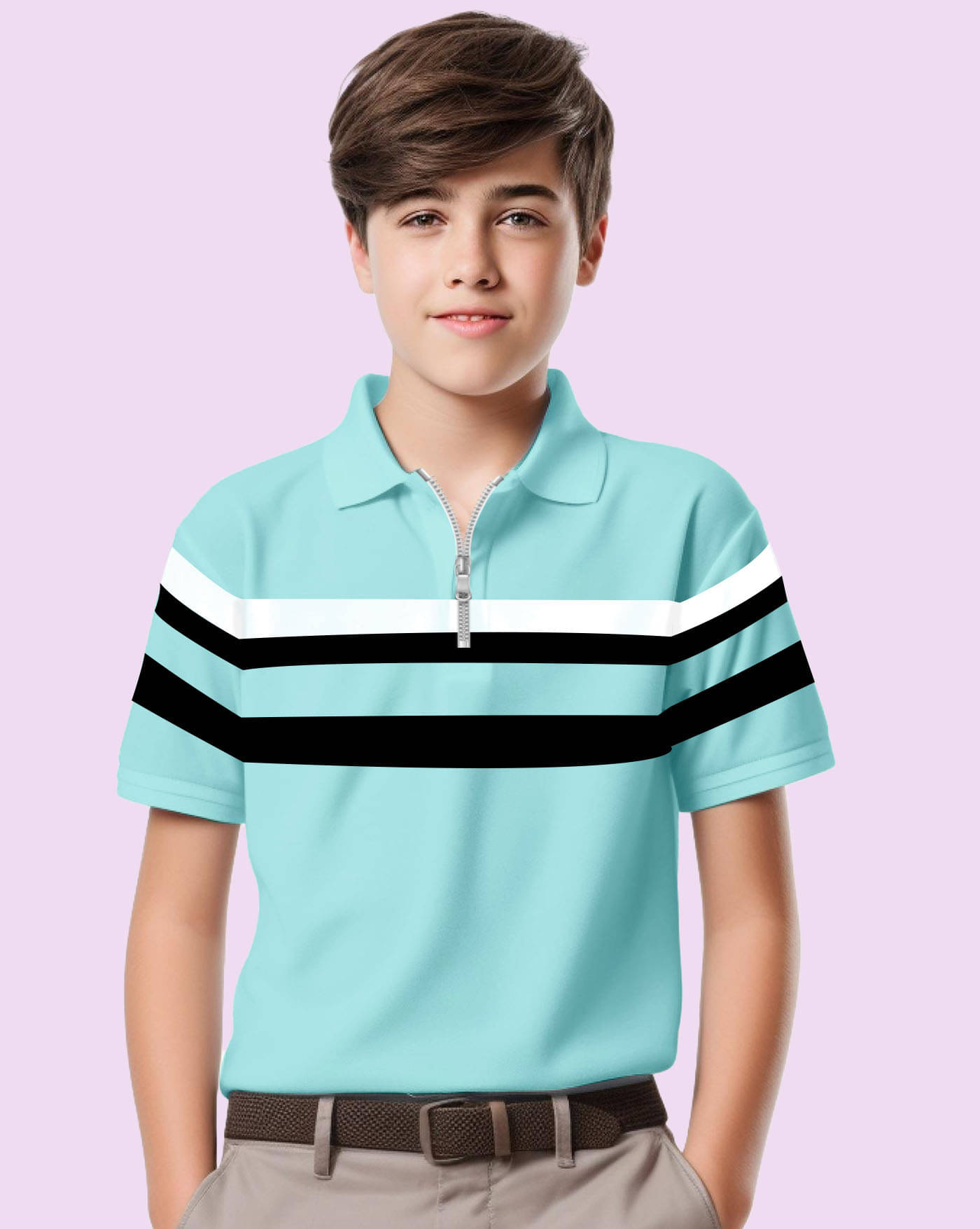     			AOOSH Pack of 1 Boys & Girls Cotton Blend Polo T-Shirt ( Light Blue )