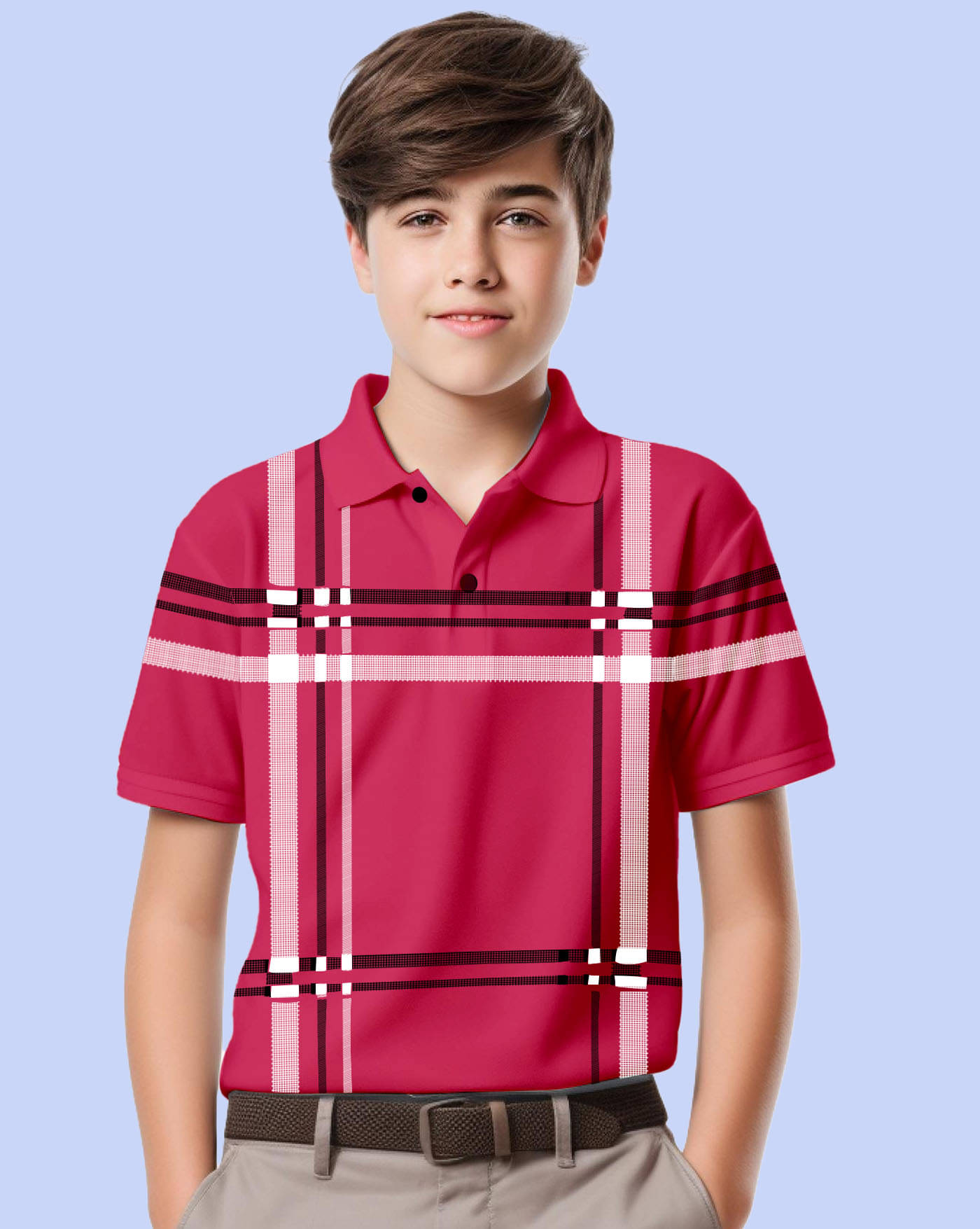     			AOOSH Pack of 1 Boys & Girls Cotton Blend Polo T-Shirt ( Pink )