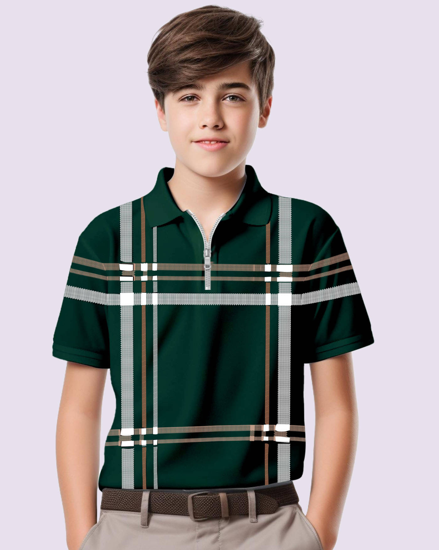    			AOOSH Pack of 1 Boys & Girls Cotton Blend Polo T-Shirt ( Dark Green )