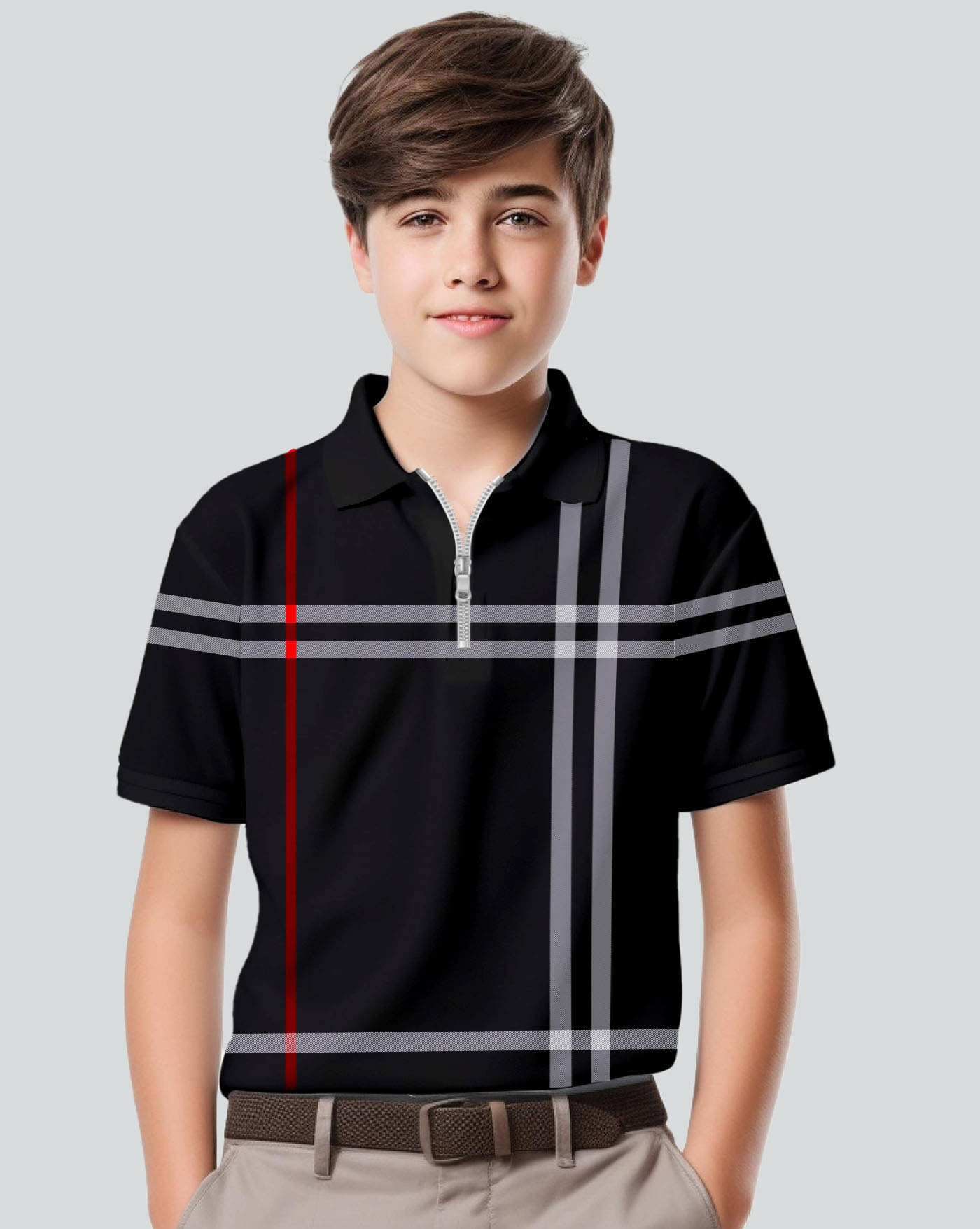    			AOOSH Pack of 1 Boys & Girls Cotton Blend Polo T-Shirt ( Black )